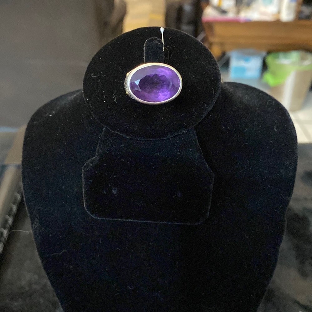 BJC Rare Samuel Benham Sterling and 18k Ring with Amethyst Stone